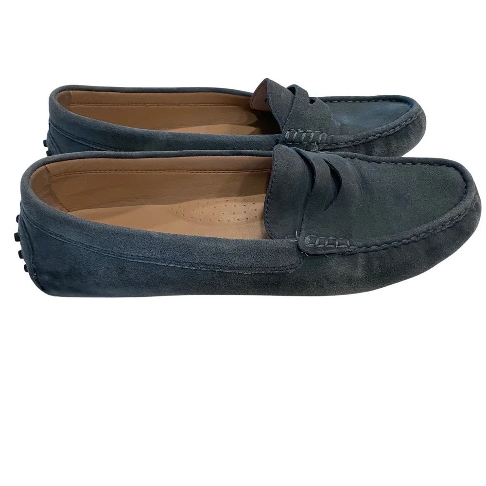 Banana Republic Mens Navy Blue Suede Penny Loafer Driving Shoes Moc Toe‎ Size 11